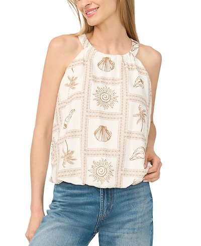 CeCe Women's Crewneck Bubble Hem Sleeveless Blouse
