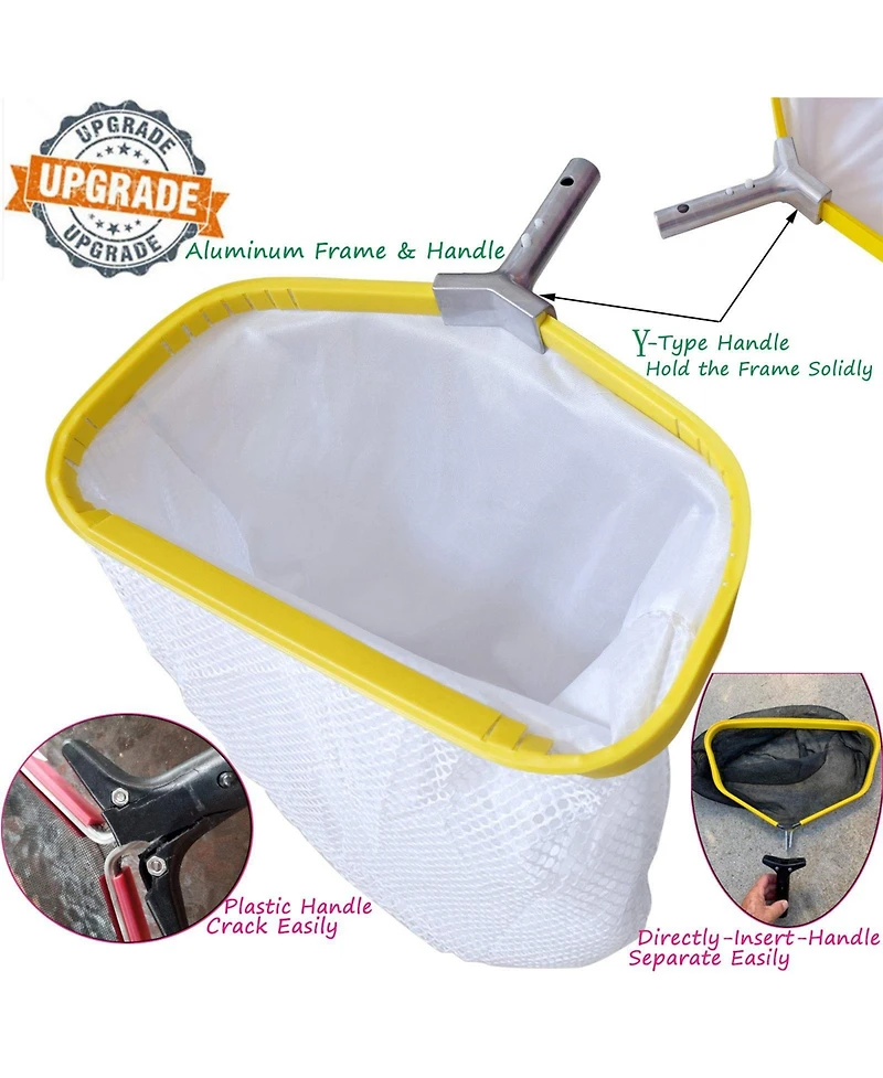 Xdovet Pool Net Skimmer Rake Aluminum Frame Mesh Bag Leaf Scoop