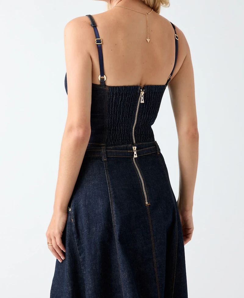 Guess Women's Zelda Denim Cropped Bustier Top