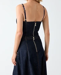 Guess Women's Zelda Denim Cropped Bustier Top