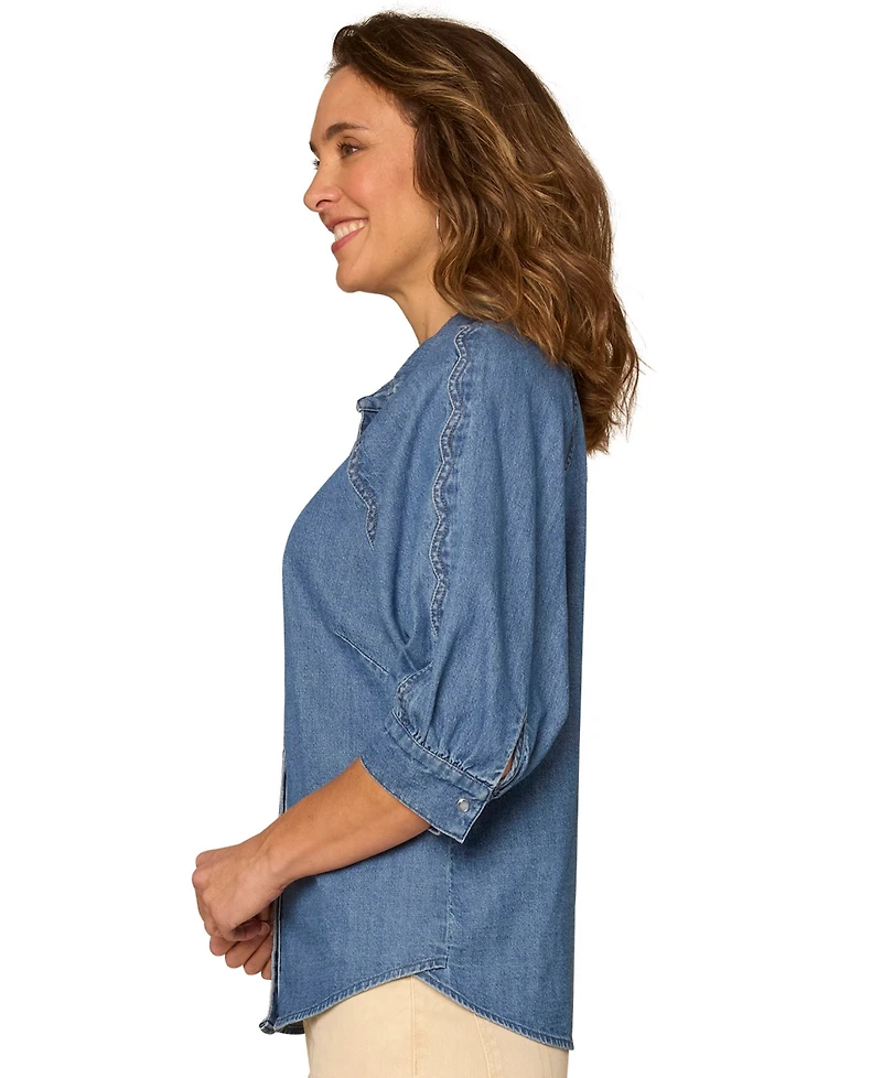 Democracy Petite Collared Button Down Shirt