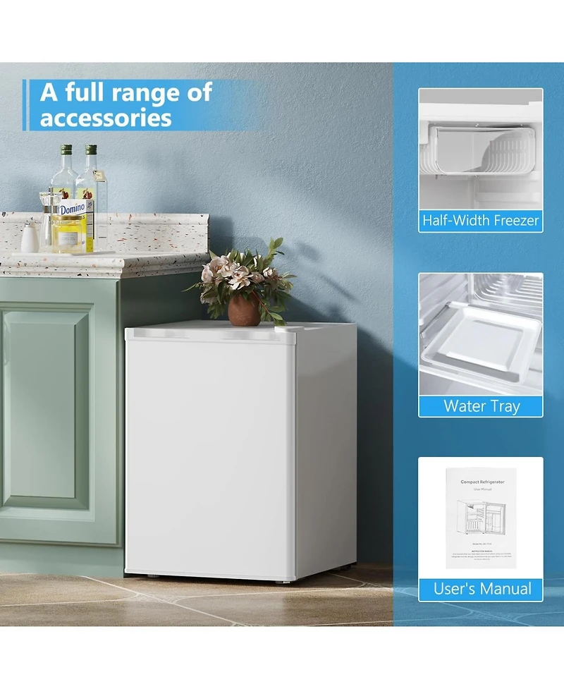 Cowsar 2.6 Cubic. Feet Mini Fridge with Freezer, Adjustable Temp