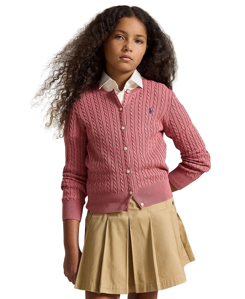 Polo Ralph Lauren Girls' 7-16 Mini-Cable Cotton Cardigan