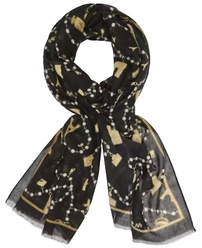 Karl Lagerfeld Paris Pearls and Charms Printed Oversized Scarf