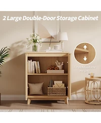 homfan Modern Fluted Sideboard Buffet Cabinet - Adjustable Shelves, Wood Storage Console for Living Room, Dining Room, Kitchen, Entryway, or Hallway