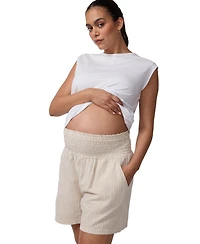 Ingrid + Isabel Women's Maternity Smocked Linen Short