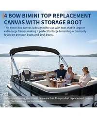 homfan 4 Bow Boat Bimini Top Replacement Cover, Heavy Duty Marine Polyester with Mesh Side Curtains and Storage Bag, for Pontoon Fishing