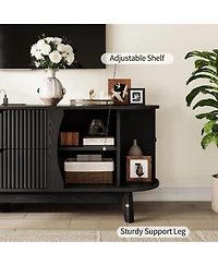 homfan 63" Tv Stand for TVs Up to 70", Console with 2 Drawers and 2 Cabinets, Built-in Power Outlet and Adjustable Shelf for Living Room