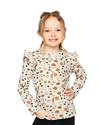 Deux par Little and Big Girl 6-14 Long Sleeve Organic Cotton T-Shirt with Squirrel Print