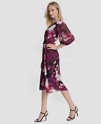 Dkny Women's Printed V-Neck Midi Dress