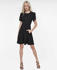 Dkny Women's Tulip Sleeve Fit and Flare Dress