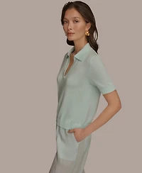 Donna Karan Weekend Women's Elbow-Sleeve Polo Sweater