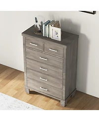 homfan 31.5"W x 15.75"D 45.5"H 6-Drawer Vertical Storage Chest Dresser with Engineered Wood