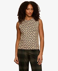 Sanctuary Petite Soft Printed Sleeveless Sweater