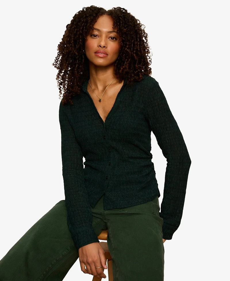 Sanctuary Petite Juno Textured Button-Front Shirt