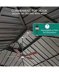 homfan Hardtop Gazebo with Double-Layer Steel Roof and Iron Frame for Patio, Deck, Backyard, Lawn, or Garden