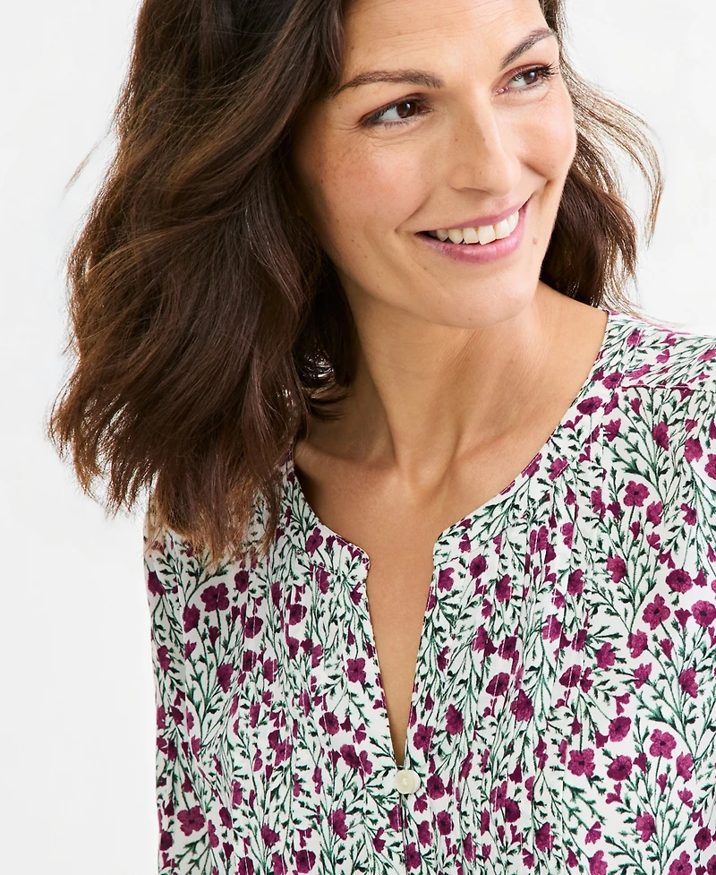 Style & Co Women's Floral Bell-Sleeve Pintuck Blouse, Macy's Exclusive