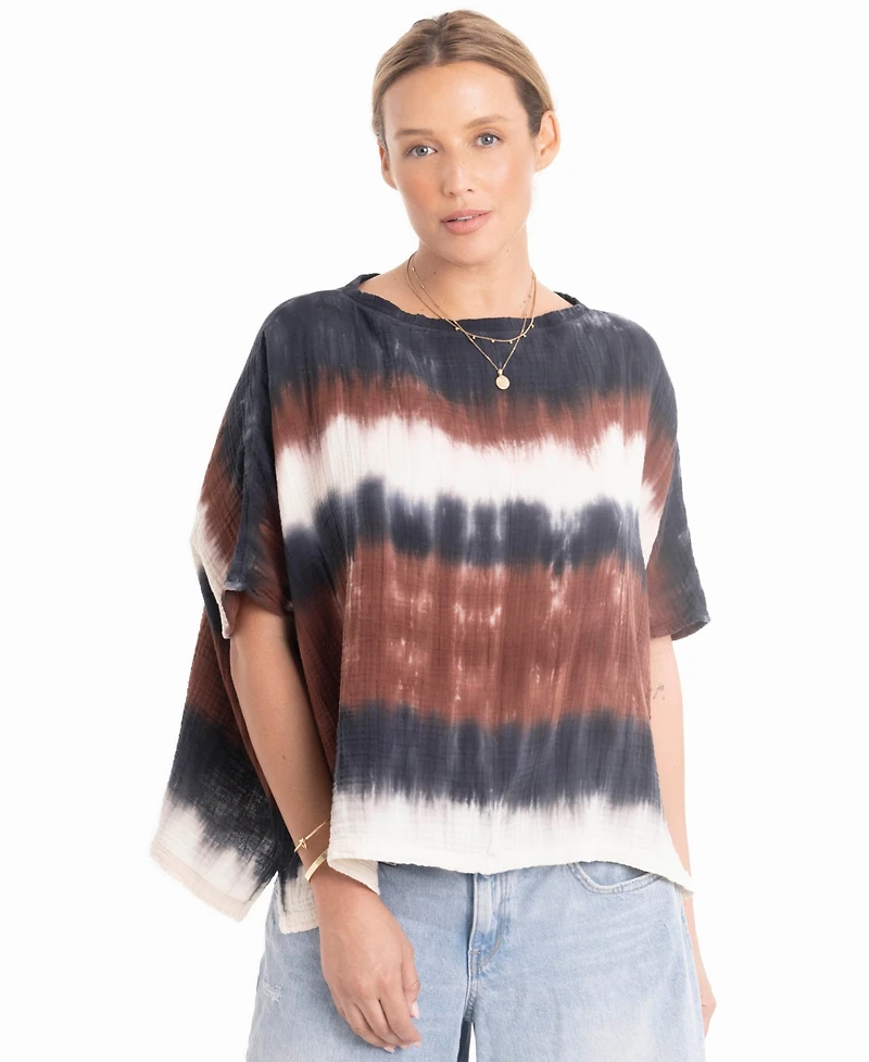 Ocean+Main Women's Tie Dye Square Gauze Top
