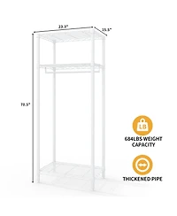 homfan Tall Clothes Rack With Adjustable Storage Shelves, Metal Clothing Rack for Hanging Clothes, for Bedroom, Laundry, Living Room