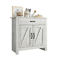 homfan Modern Farmhouse Freestanding Buffet Hutch, Space-Saving Wooden Sideboard with Drawer and Adjustable Shelves for Home Storage