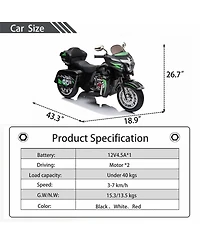Yobtop Kids Ride On Motorcycle 12V - Led Lights Electric Toy, Wireless Music, Storage Trunk, Pu Seat, Forward and Reverse, Rechargeable, Ages 3-6