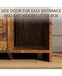 homfan Flip Top Hidden Cat Litter Box Enclosure, Engineered Wood Stylish Fluted Panel Washroom Furniture with Easy Assembly