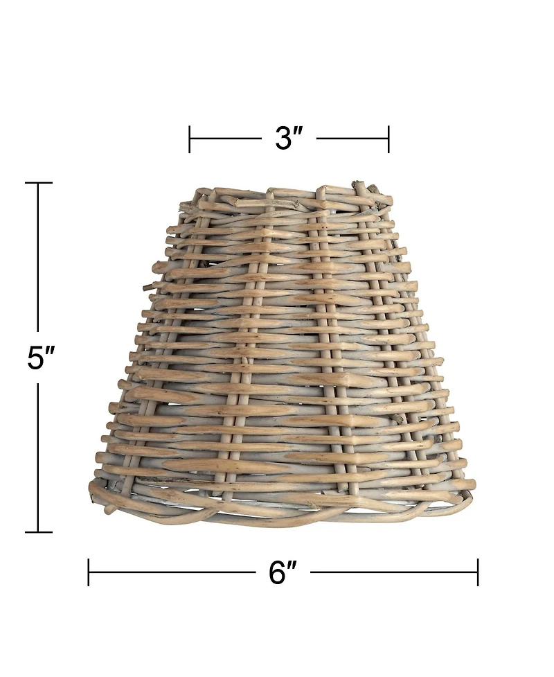 Springcrest 3" Top x 6" Bottom x 5" High x 5" Slant Chandelier Lamp Shade Replacement Set of 8 Wicker Clip On Candelabra