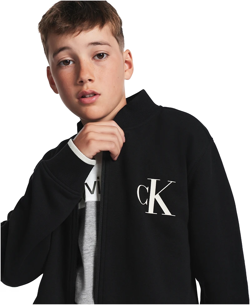 Calvin Klein Boys' 8-20 Long-Sleeve Bomber Sweatshirt