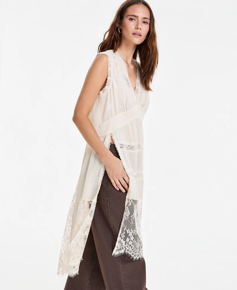 And Now This Women's V-Neck Sleeveless Lace-Trim Tunic, Macy's Exclusive