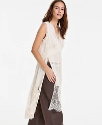 And Now This Women's V-Neck Sleeveless Lace-Trim Tunic, Macy's Exclusive