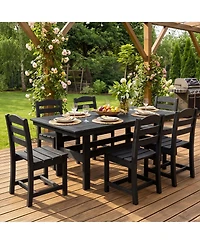 Homsee 71-Inch Hdpe Dining Set with 6 Side Chairs - All-Weather Resin Patio Table Umbrella Hole
