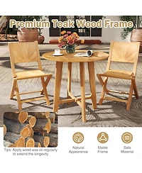 Sugift 31.5 Inches Patio Dining Table with Slatted Tabletop and X-shaped Frame