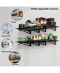 homfan Set of 2 Wall Mounted Shelf Set, 2x4 Foot Heavy Duty Metal Shelving Unit for Home Storage