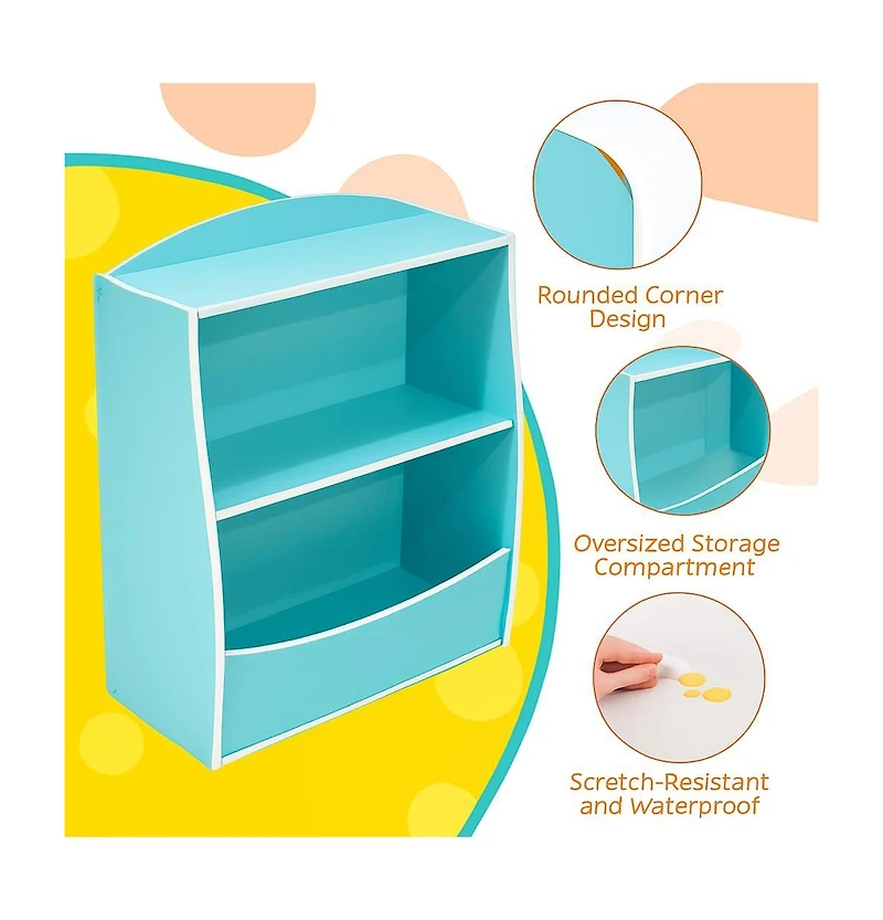 homfan Kids Bookshelf, Toy Storage Organizer, Children's Toy Shelf, Toy Storage Cabinet, Fit for Children's Room, Playroom, Hallway, Kindergarten
