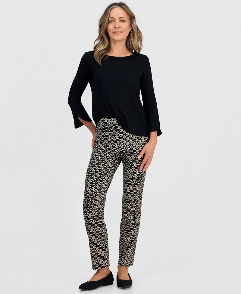 Jm Collection Petite Chain Rivet Pull-On Straight Pants, Macy's Exclusive