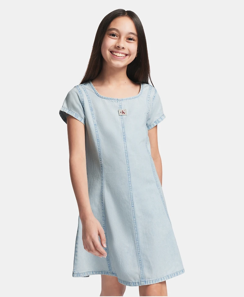 Calvin Klein Girls' 7-16 Denim Panelled Dress