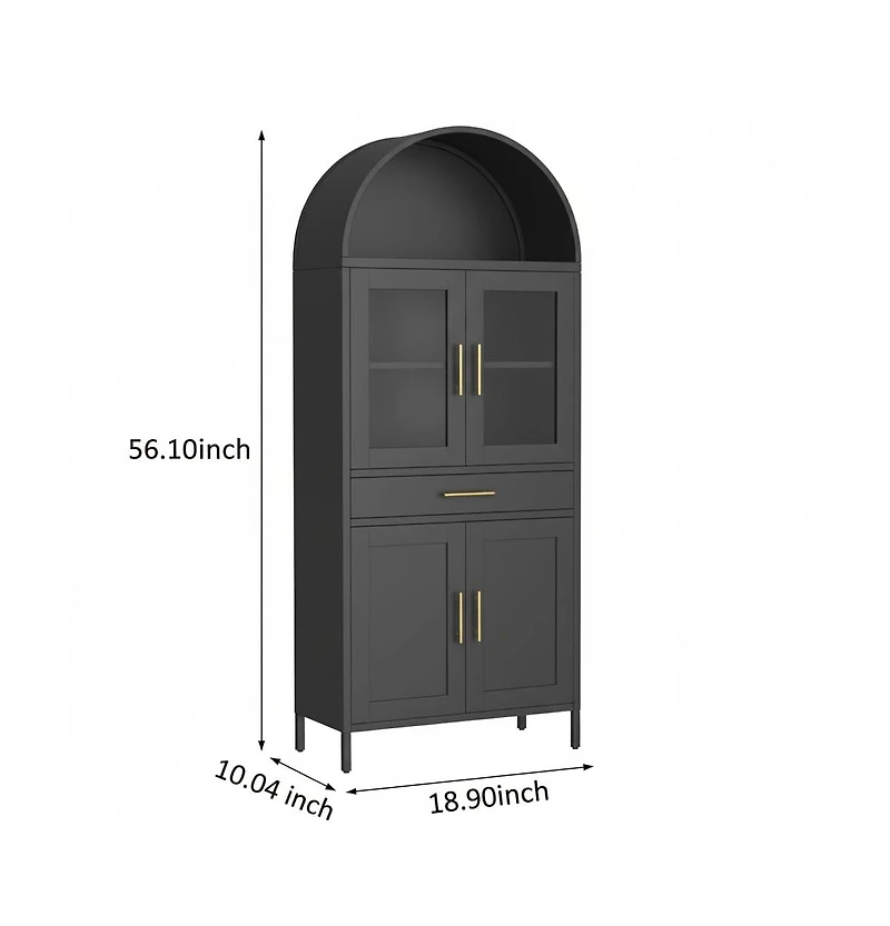 homfanf Modern Arched Metal Storage Cabinet, Cold-Rolled Steel Vertical Organizer Rack, Multi-Scene Easy-Assembly Display Storage Shelf