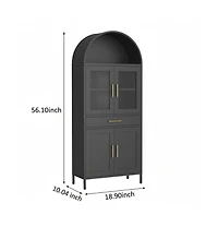 homfanf Modern Arched Metal Storage Cabinet, Cold-Rolled Steel Vertical Organizer Rack, Multi-Scene Easy-Assembly Display Storage Shelf