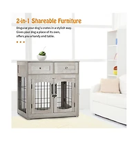 homfan 41.3L x 23.6W x 40.6H in Large Dog Cage Engineered Wood Iron Frame, Pet Kennel House with Locking Door for Indoor Living Room