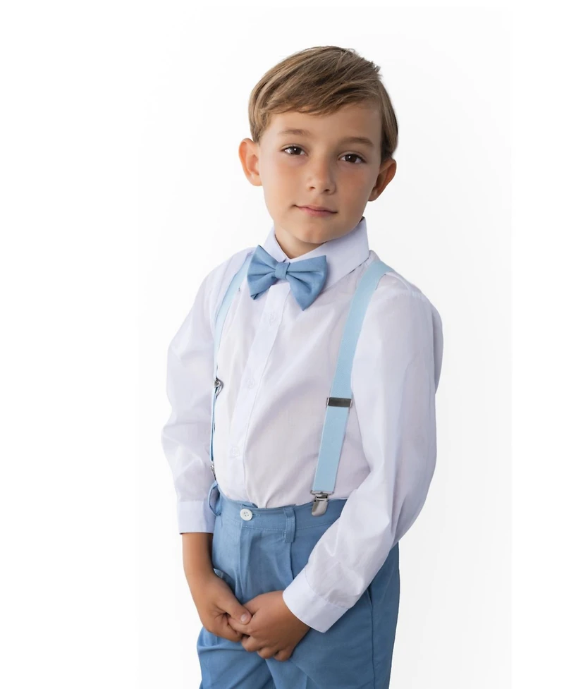 Peanut Butter Collection Little Boys and Big Joey Safari Linen 5-Piece Shirt, Tie, Jacket, Vest Pants Suit Set