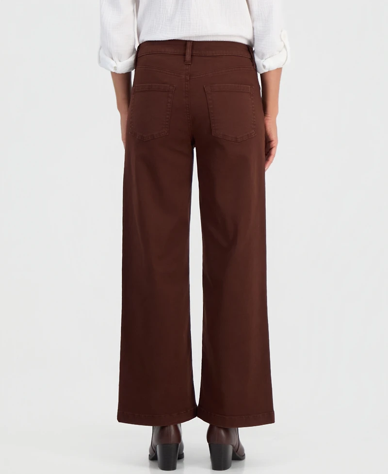 Style & Co Petite High-Waist Wide-Leg Twill Pants, Macy's Exclusive