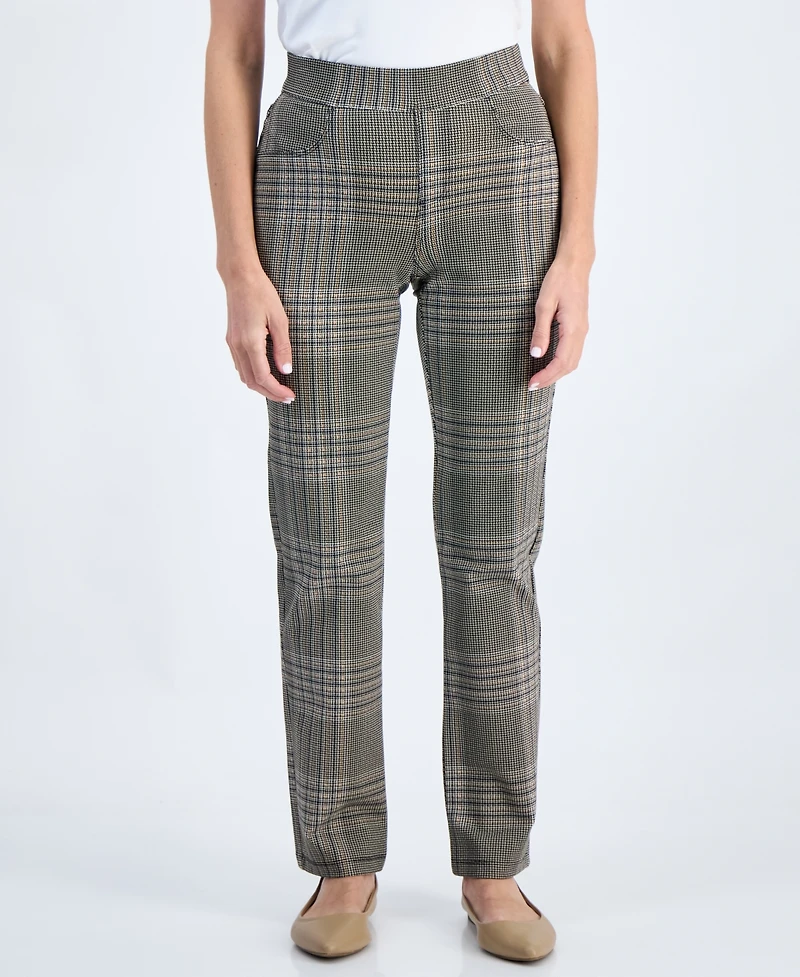 Style & Co Petite Plaid High-Rise Pull-On Ponte Pants, Macy's Exclusive