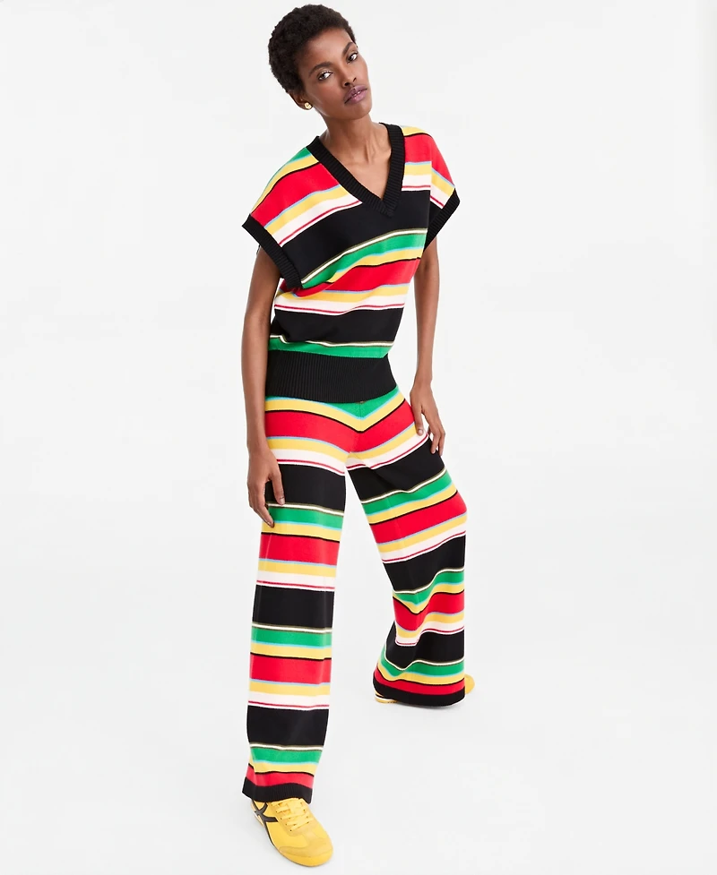 Theophilio | Macy's Women's Striped Sleeveless V-Neck Sweater, Exclusive