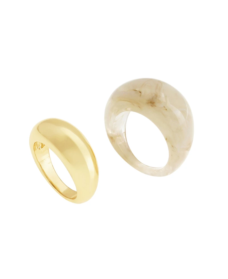Steve Madden Cream Boho Chunky Resin Duo Ring Set