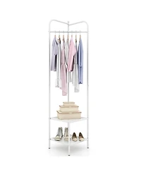 Gouun 76-Inch Corner Coat Rack with Top Hanger and 2 Shoe Shelves