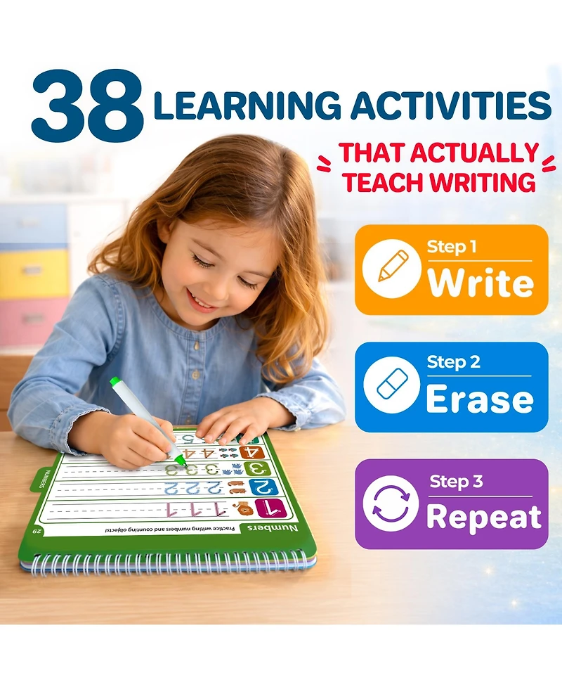Quokka Tracing Books for Kids Ages 3-5 – Dry Erase Activity Books for Kids Ages 3-5 - Writing Practice Workbook with Markers
