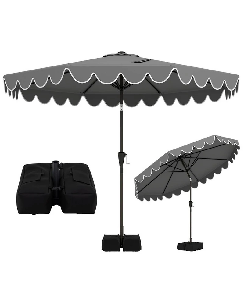 Gouun 10-Foot Patio Umbrella with Weighted Base and Sandbags