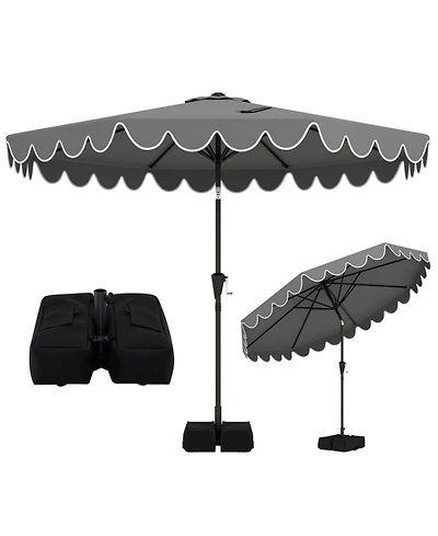 Gouun 10-Foot Patio Umbrella with Weighted Base and Sandbags