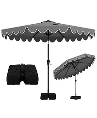 Gouun 10-Foot Patio Umbrella with Weighted Base and Sandbags