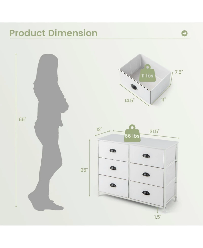 Gouun 6-Drawer Fabric Storage Chest with Wooden Top